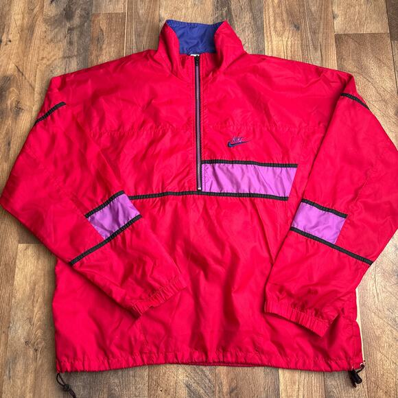 Vintage Nike Jacket Colorblock Mens Large Red Athletic Training Soccer 90s - Picture 1 of 12